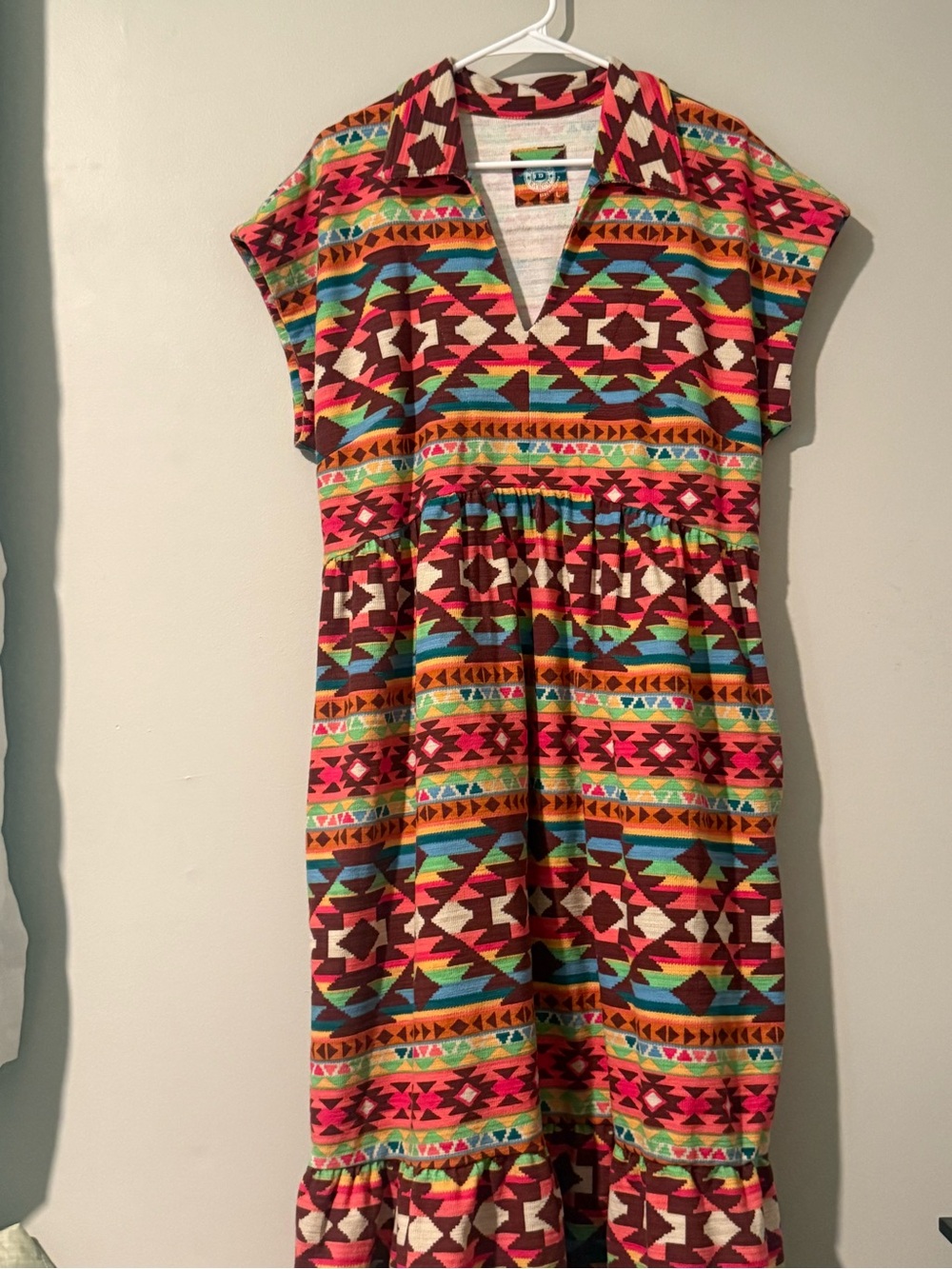 Double D Ranch Colorful Aztec Print V-Neck Women’s Dress